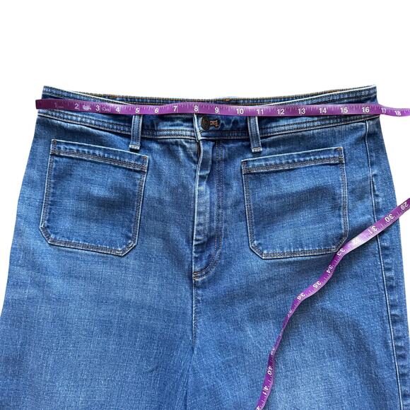 Talbots Jeans Womens Sz 12 Blue Flawless High Waist Rise Wide Crop Boho - Picture 9 of 15